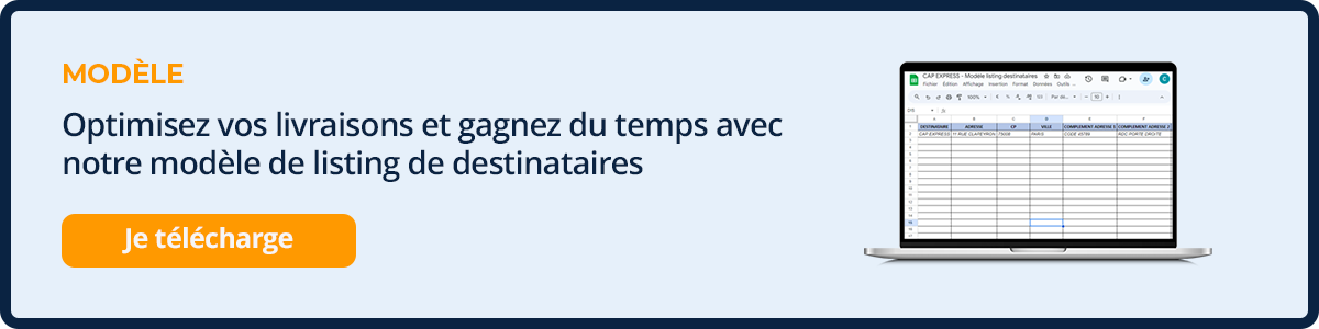Modèle - Listing destinataires livraison